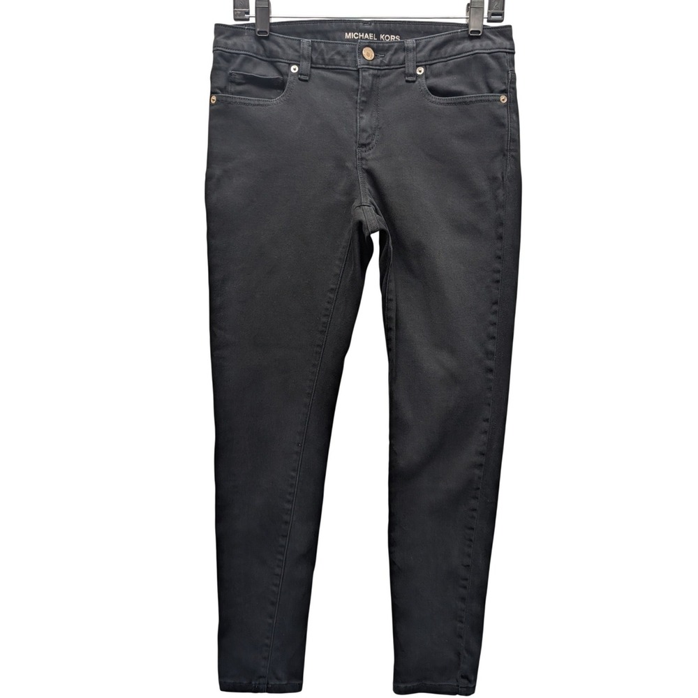 Michael Kors Skinny Jeans Women 6 Black Mid Rise‎ Cotton Blend Stretch